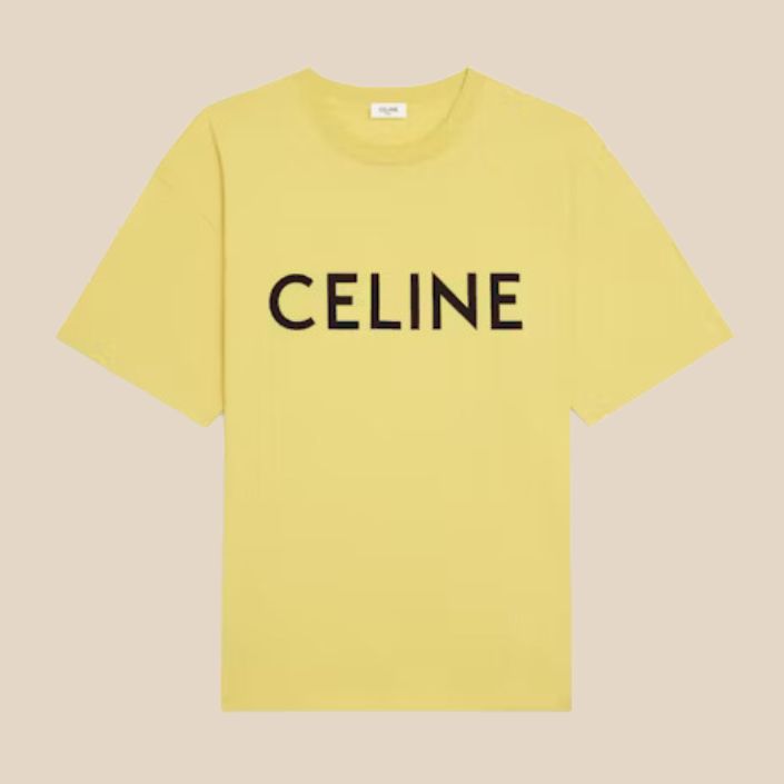 Celine Loose T-Shirt In Cotton Jersey Vintage Yellow/Black