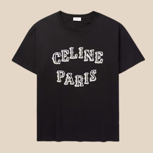 Celine paris Cotton-Jersey T-Shirt Black