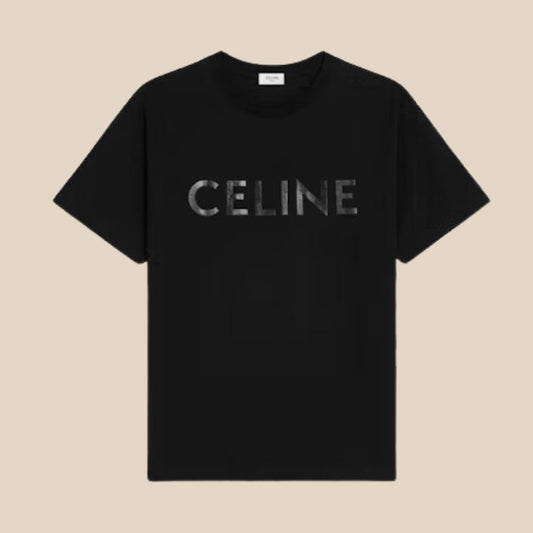Celine Loose Vinyl T-shirt In Cotton Jersey Black